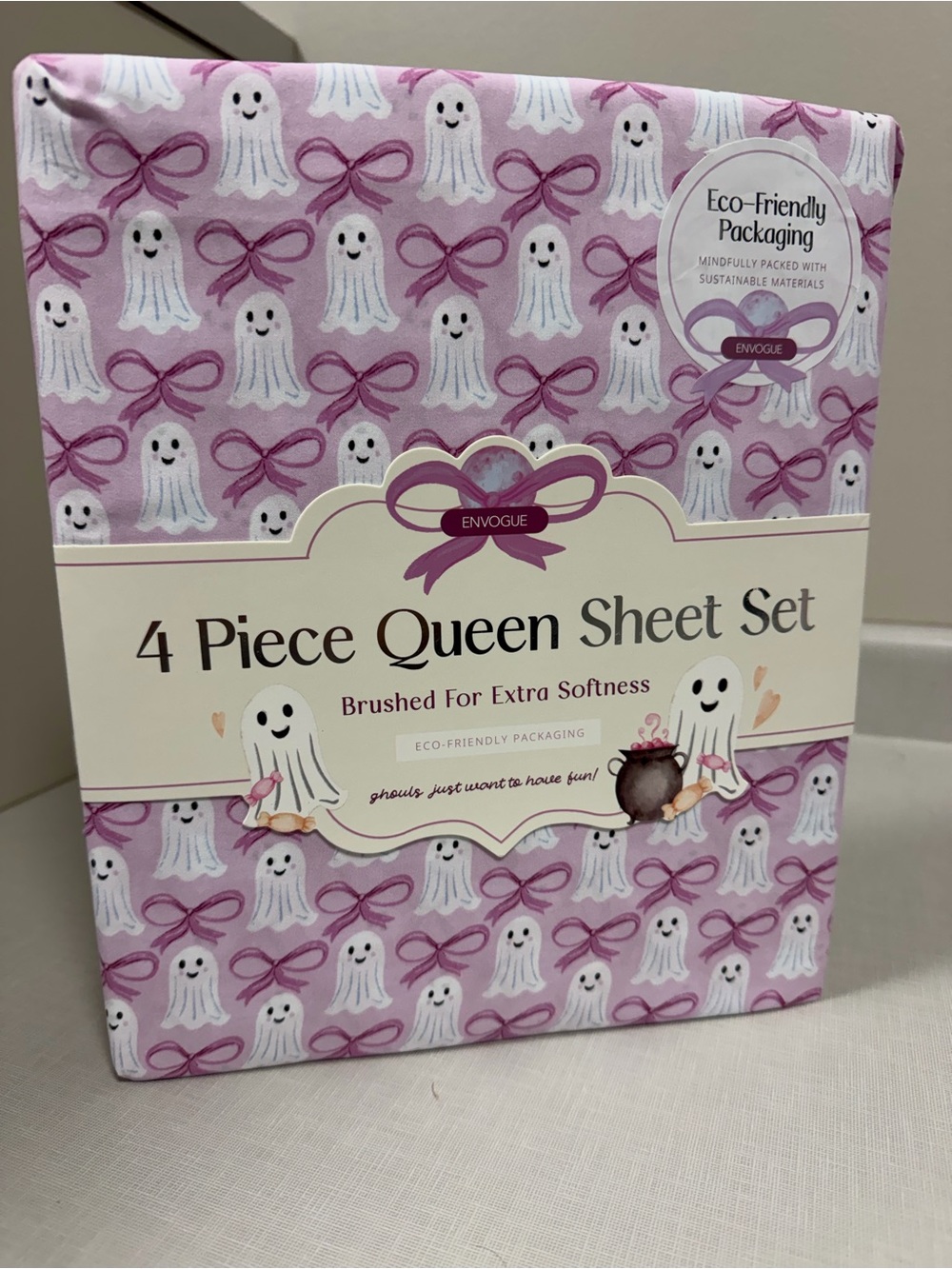 Envogue Ghost Print 4-Piece Queen Sheet Set
